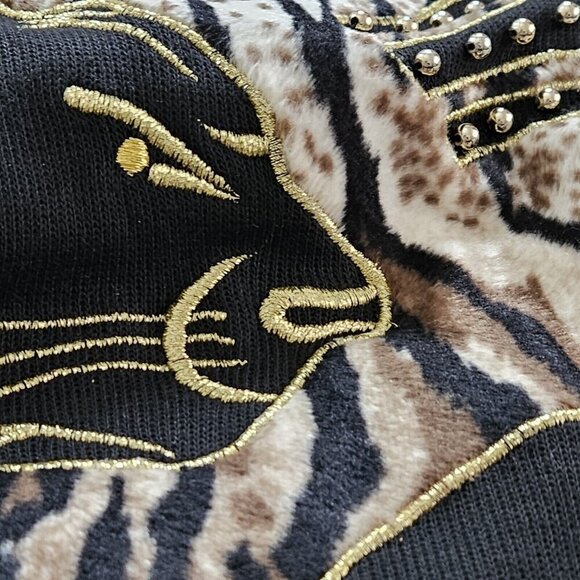 Nonpareil Top Womens L Leopard Animal Design 3/4 Sleeves Pullover Vintage 1980s - Picture 9 of 13